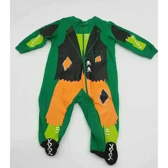 Boy's 6-9 M Halloween Zipper Sleepers - Glow in the Dark Skeleton & Frankenstein - Picture 6 of 8